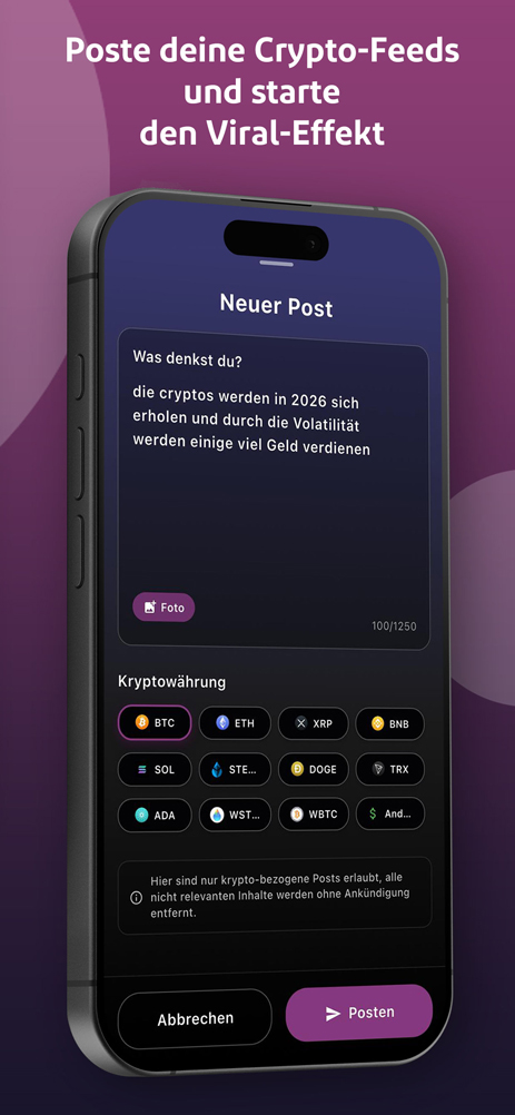 NOVUM Tech - CryptoChat - Content erstellen: Teile dein Wissen und deine Meinungen mit der Community