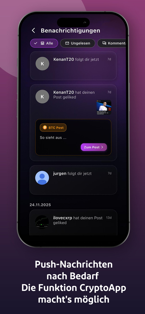 NOVUM Tech - CryptoChat - Push-Benachrichtigungen: Bleib immer auf dem Laufenden – ohne etwas zu verpassen!