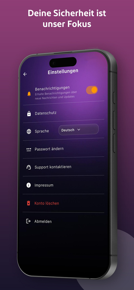 NOVUM Tech - CryptoChat - Einstellungen & Anpassung Gestalte die App ganz nach deinen Wünschen – von Benachrichtigungen über Datenschutz bis hin zu Sprache und Sicherheit